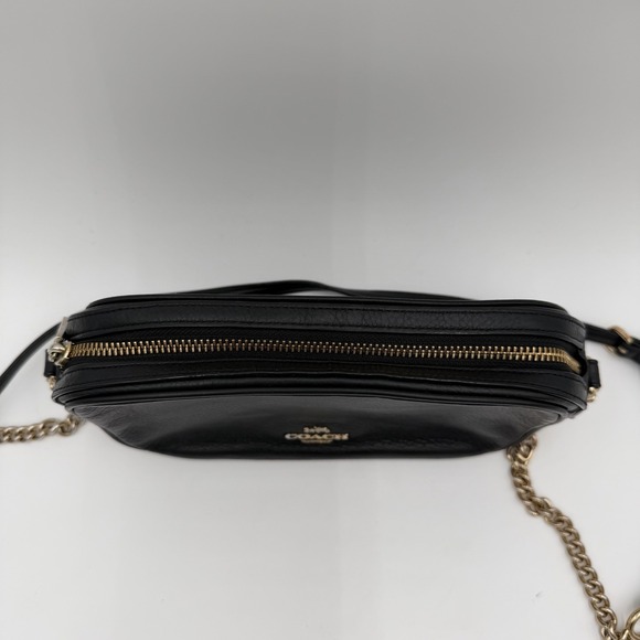 Coach Isla Leather Crossbody Purse Gold Chain Strap 31411 Black Bag - Picture 4 of 14